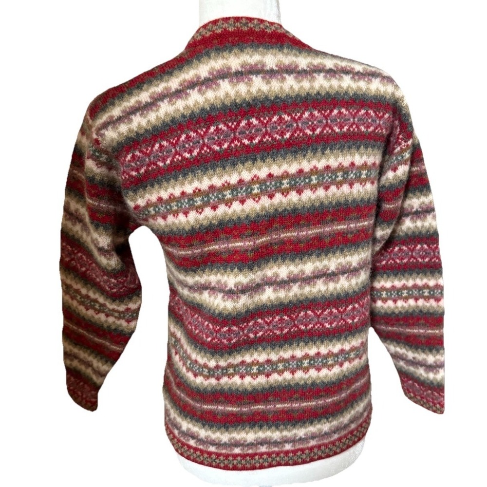 Vintage Crystal Kobe Shetland Wool Red Button Cardigan Sweater Large - Picture 2 of 5